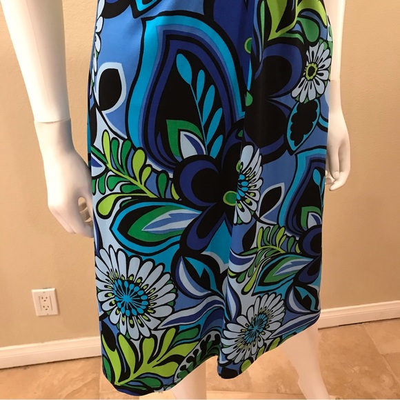 Lizzatti Short Sleeve Dress Womens Size Small 4 6 Blue Green Mid Length Stretch - Picture 11 of 16